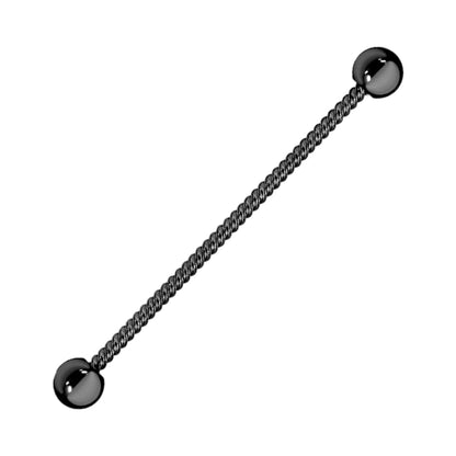 A black twisted rope industrial bar pictured against a white background.