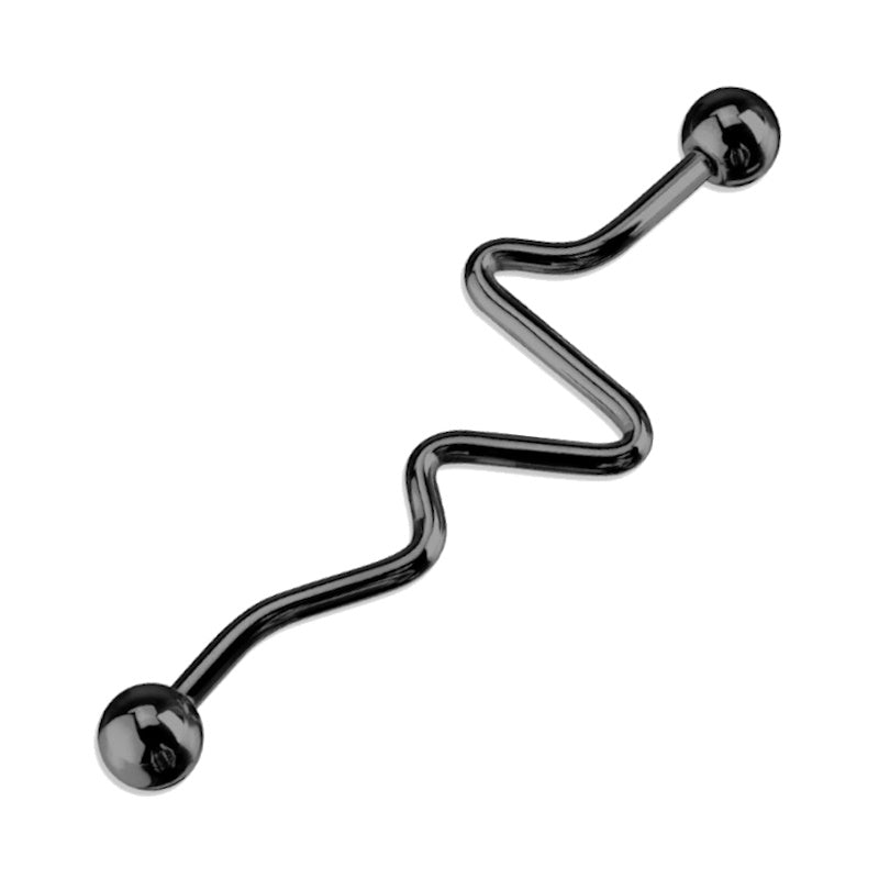 A black zig zag industrial bar pictured against a white background.