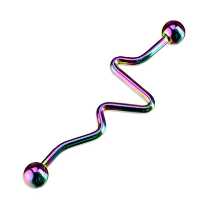 A rainbow zig zag industrial bar pictured against a white background.