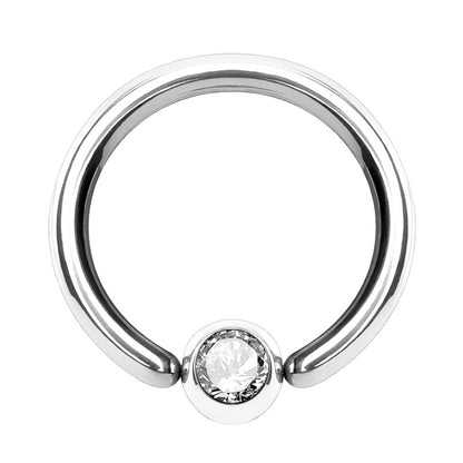 A surgical steel fixed bead ring pictured against a white background.